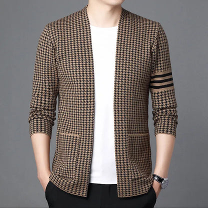 Idealisk gåva - Herr Houndstooth Sticked Cardigan pentagow