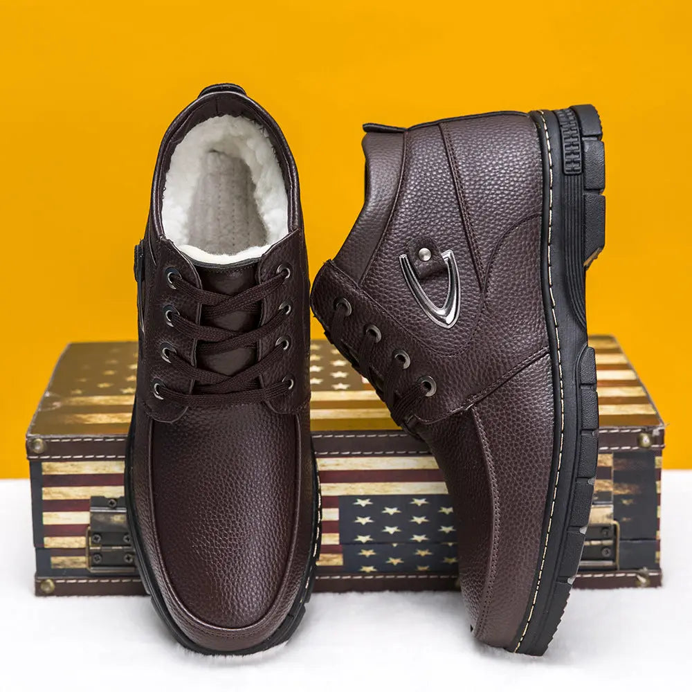 [Winter Gift] Men Winter Plush Warm Anti Slip Leather Shoes pentagow