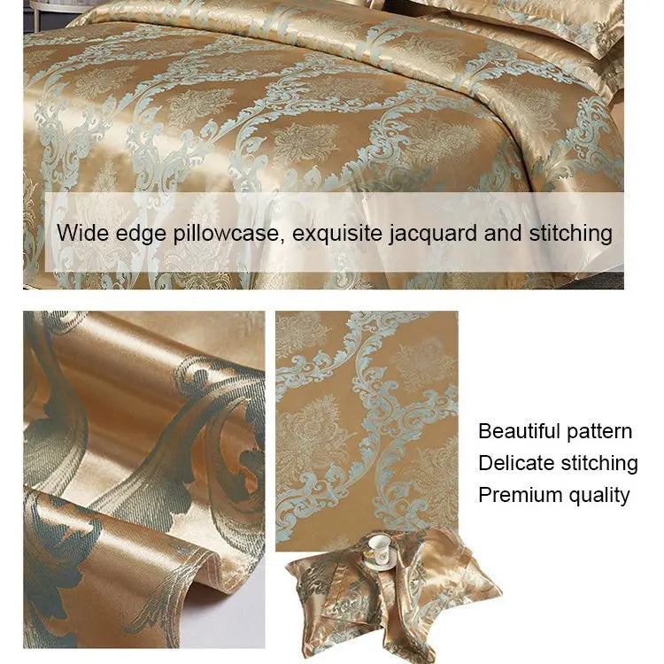 Trevlig gåva*Europeisk lyx Satin Jacquard 4-delad sängkläder pentagow