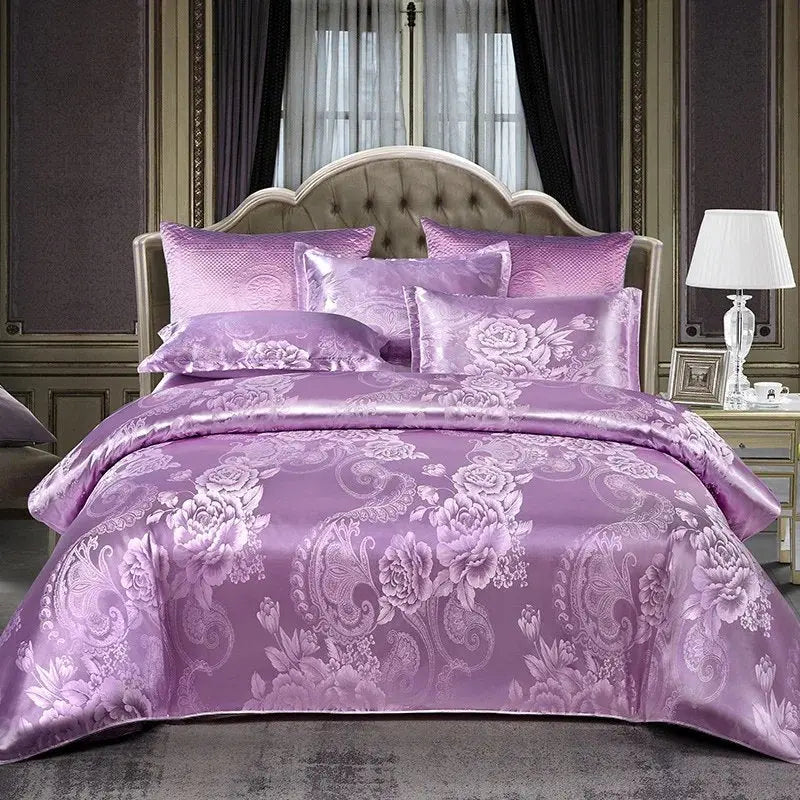 Trevlig gåva*Europeisk lyx Satin Jacquard 4-delad sängkläder pentagow