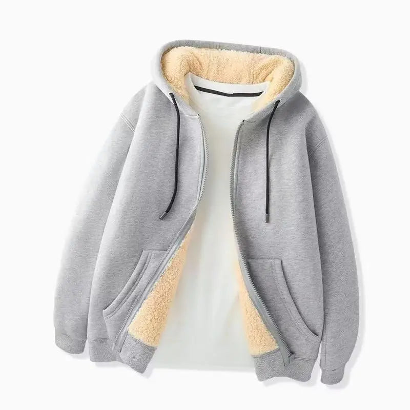 Herrens förtjockade faux kashmir hoodie cardigan - bra gåva pentagow