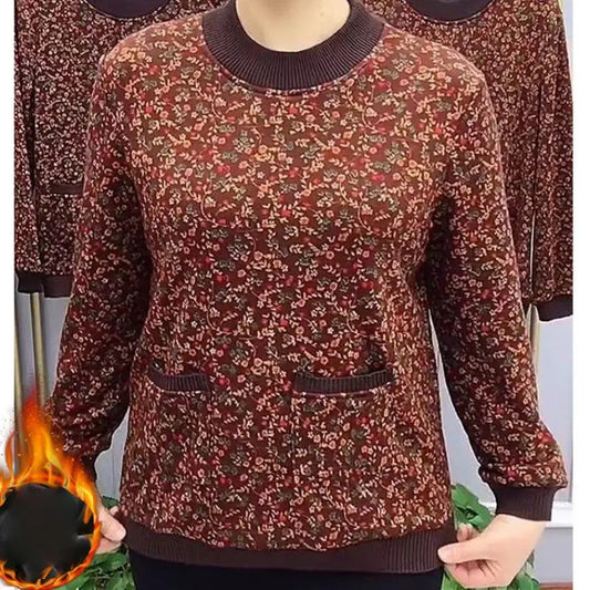 🔥hot SALE🔥 Trevlig gåva! Kvinnors varma plysch runda nacke pullover botten skjorta (46%rabatt) pentagow