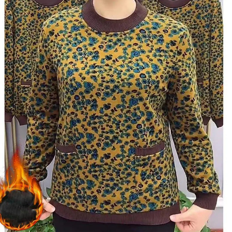 🔥hot SALE🔥 Trevlig gåva! Kvinnors varma plysch runda nacke pullover botten skjorta (46%rabatt) pentagow