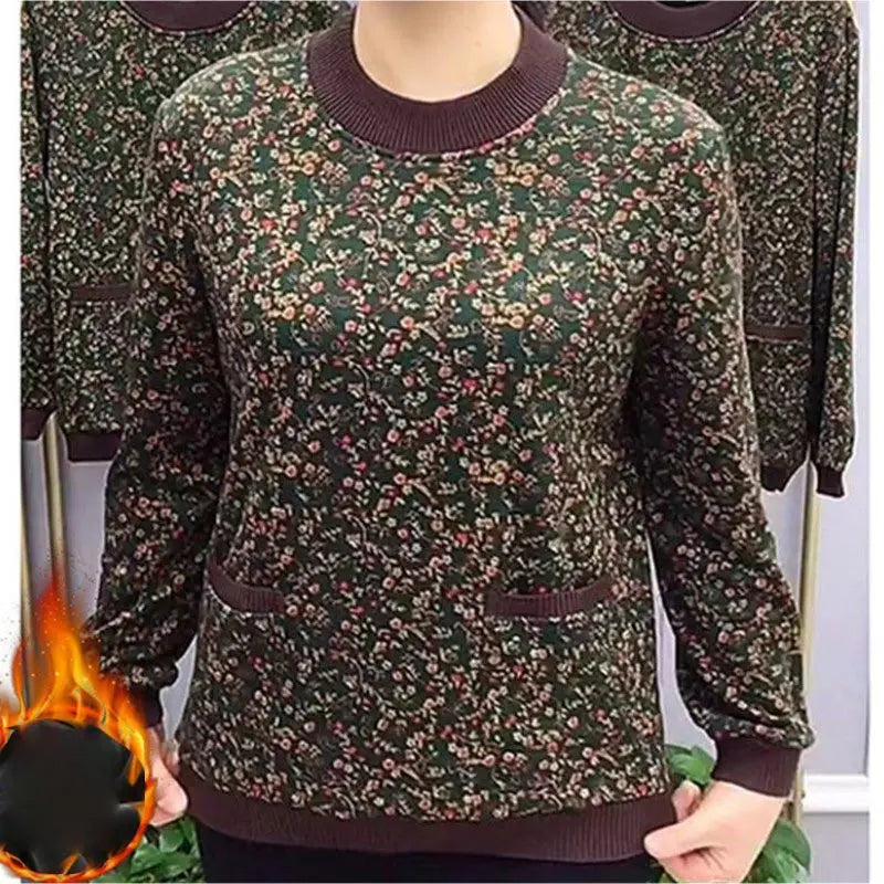 🔥hot SALE🔥 Trevlig gåva! Kvinnors varma plysch runda nacke pullover botten skjorta (46%rabatt) pentagow