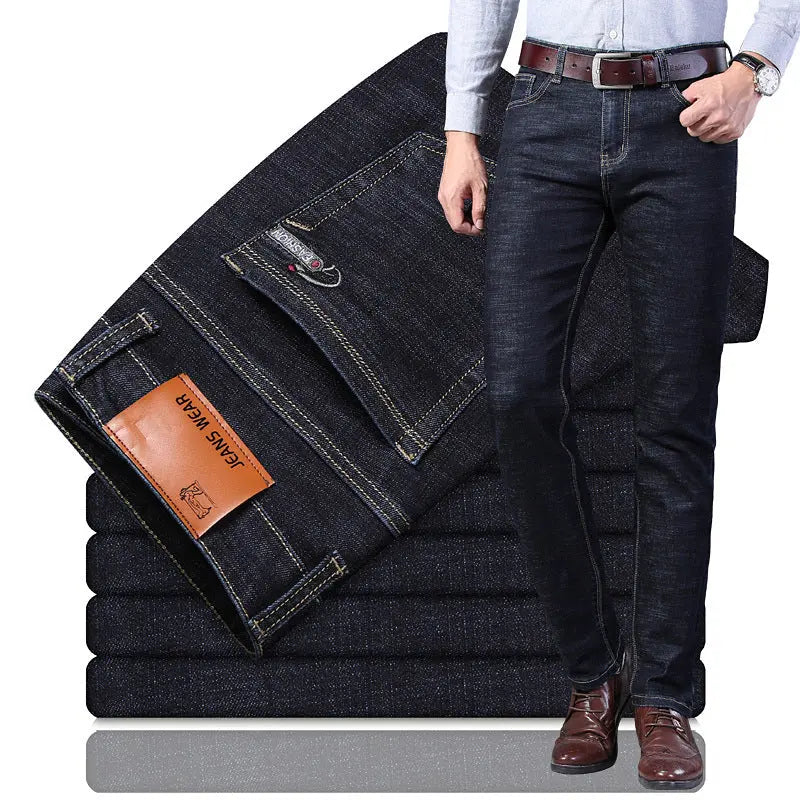 [Winter Gift] Men's Stretch High midja faux Velvet fodrade varma jeans pentagow