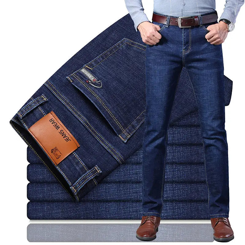 [Winter Gift] Men's Stretch High midja faux Velvet fodrade varma jeans pentagow