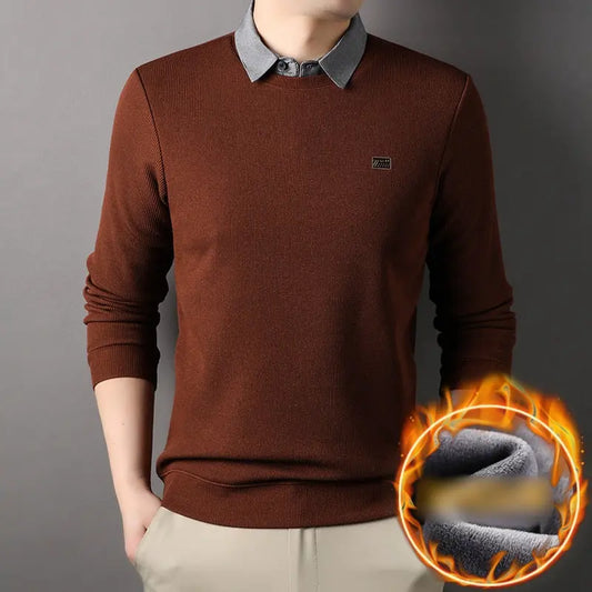 🔥50% off🔥false tvådelar mäns varma stickade tröja pentagow